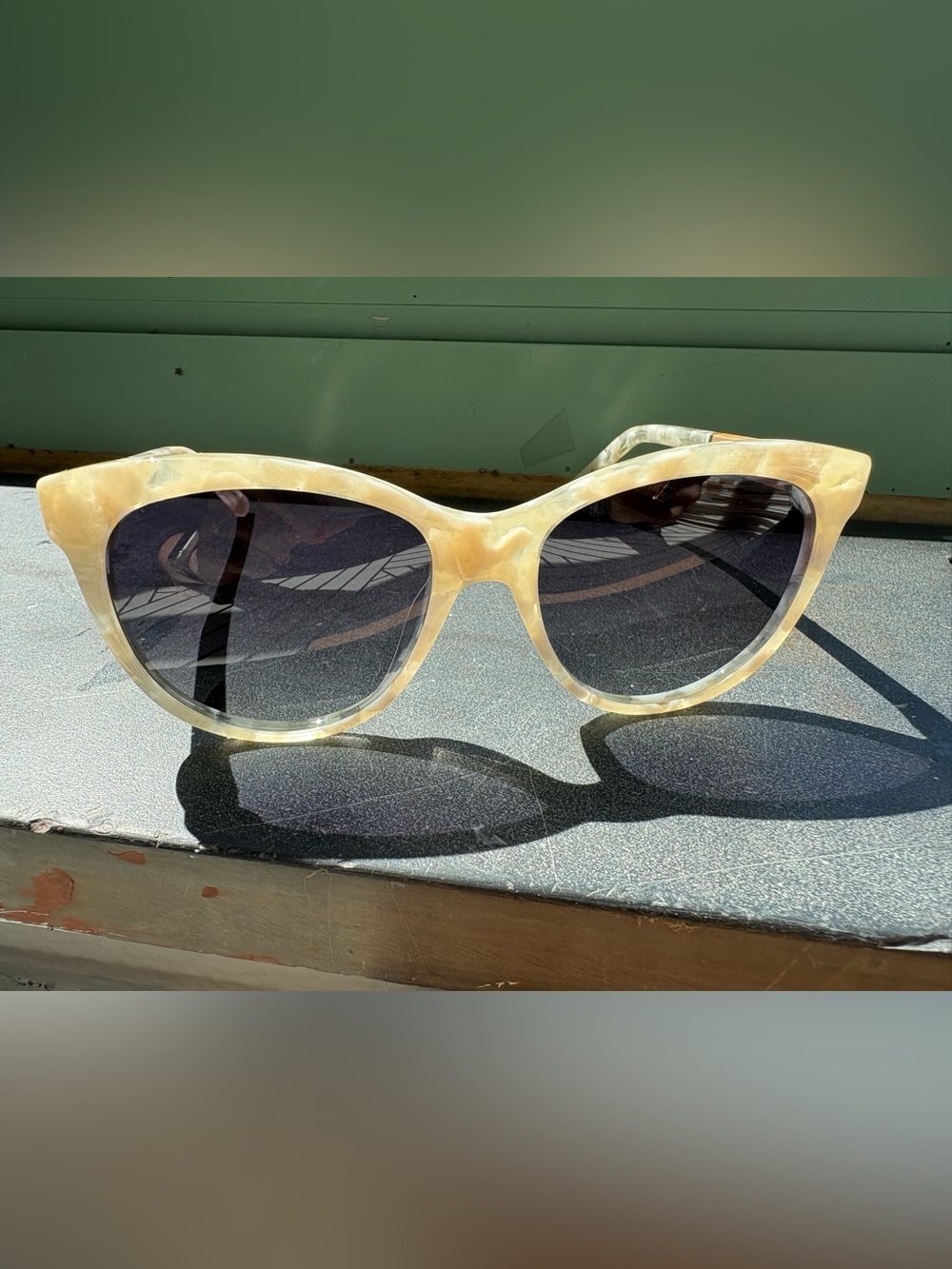 Suki Women’s Cream Marble Cat-Eye Sunglasses
